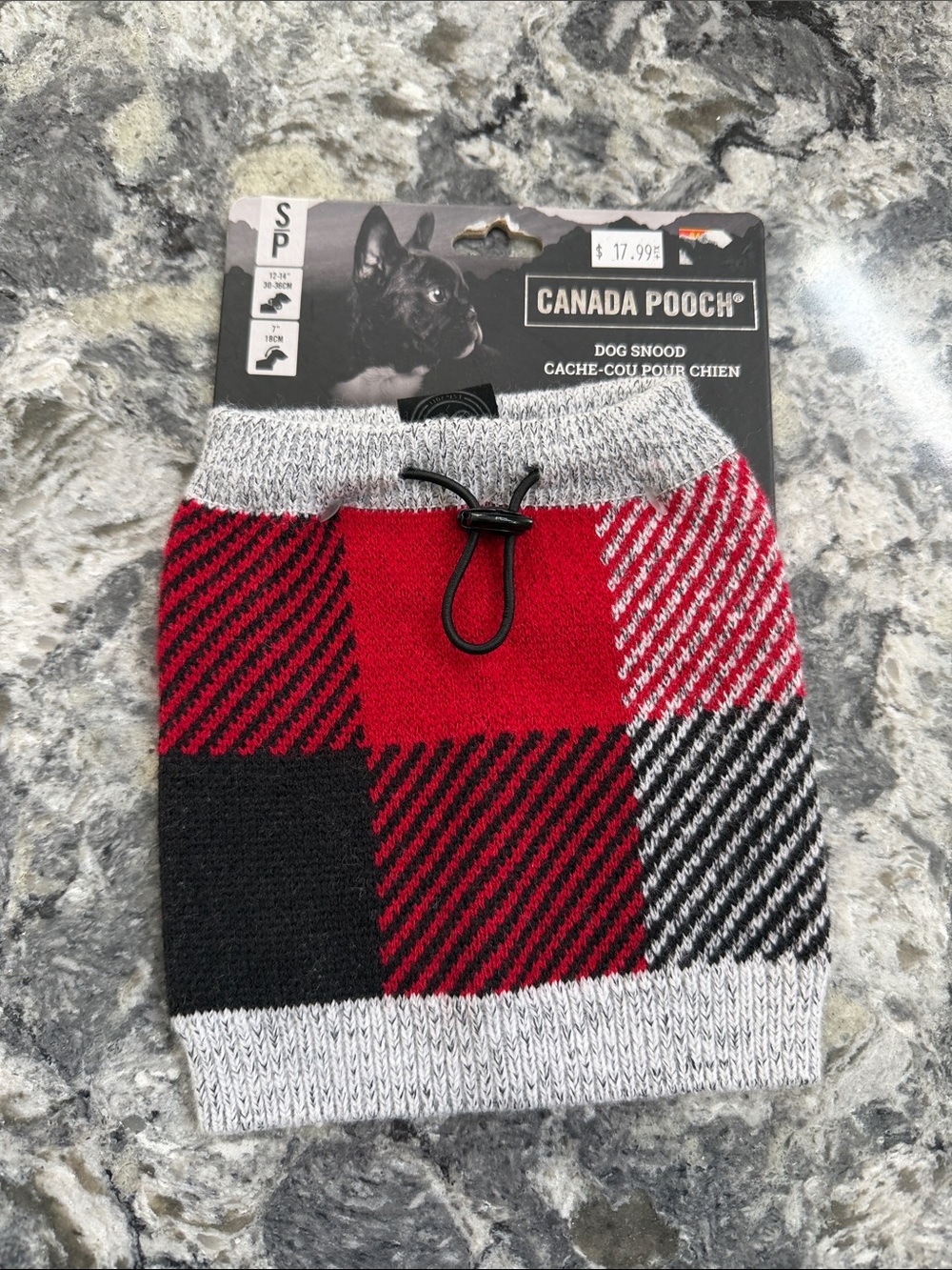 Canada Pooch Red & Black Plaid Dog Snood - Cozy Neck Warmer - Small